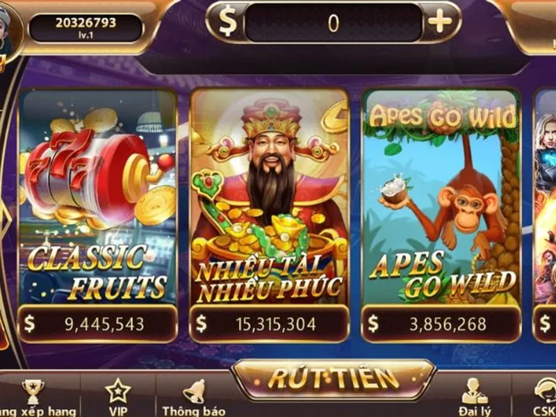 Hình ảnh một máy đánh bạc slot game với các biểu tượng và hiệu ứng ánh sáng rực rỡ tại 6ff.